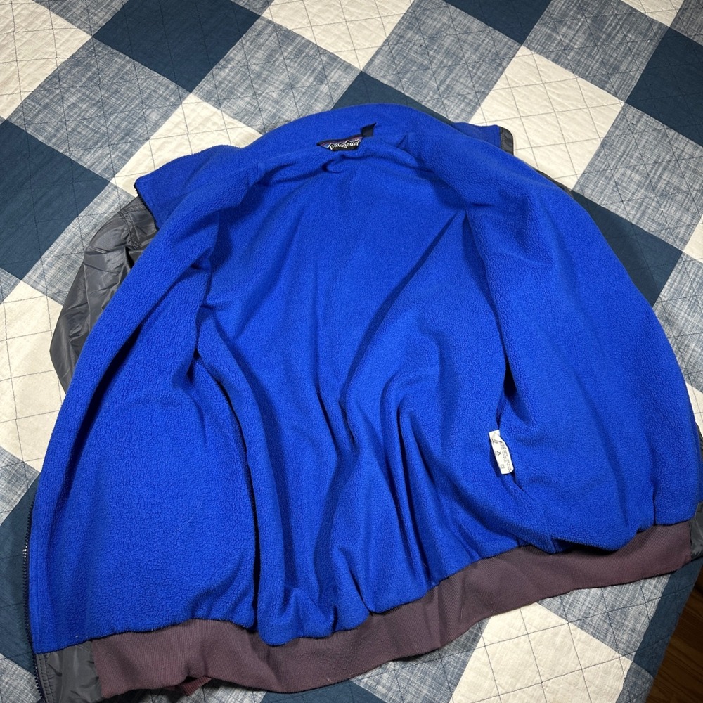 Vintage 80s Made in USA Patagonia Synchilla Shelled Jacket Grey Blue XL 42111 F8 - Picture 8 of 13